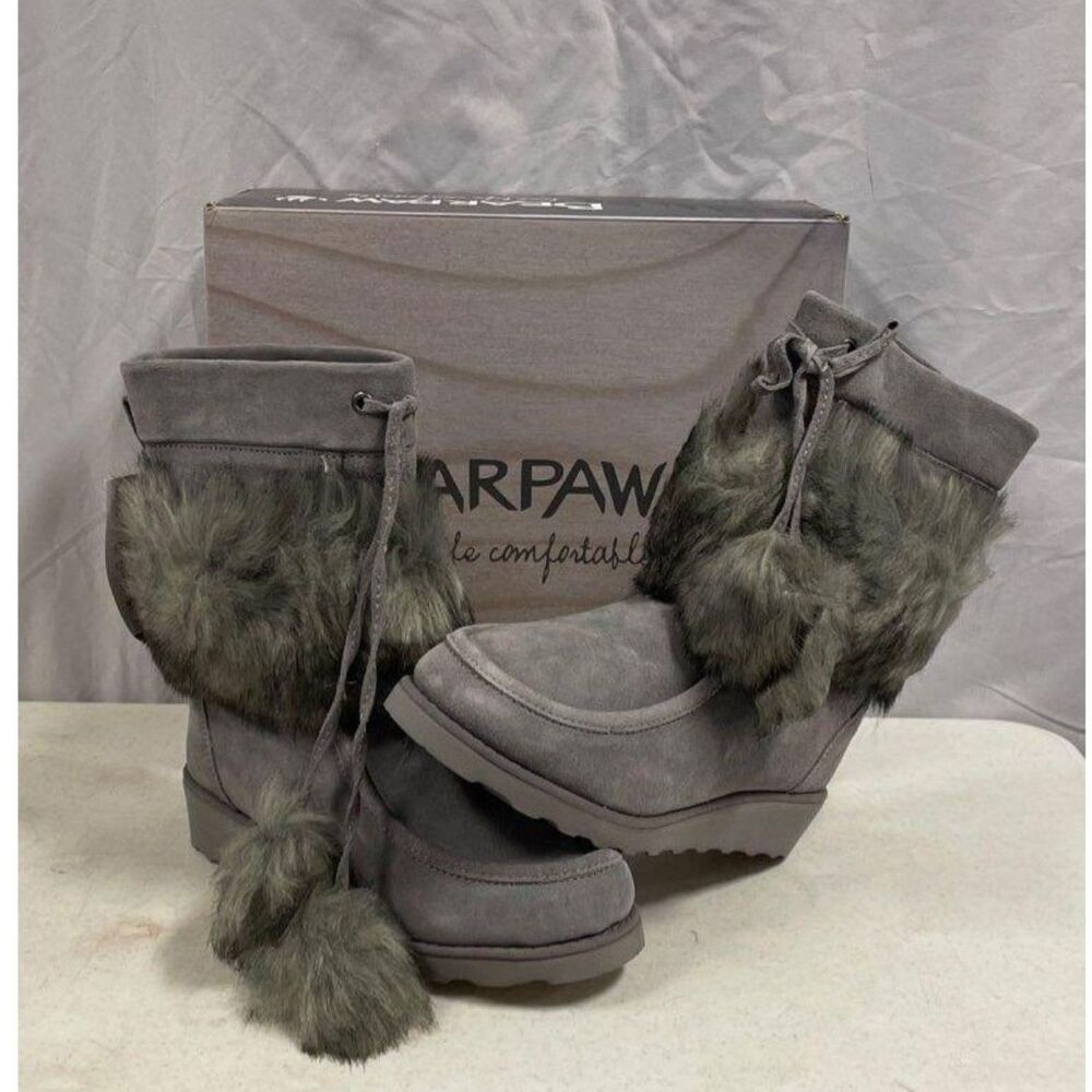 NEW with Tag Bearpaw Arden Gray Fox Suede Winter Boots Women's Size 9